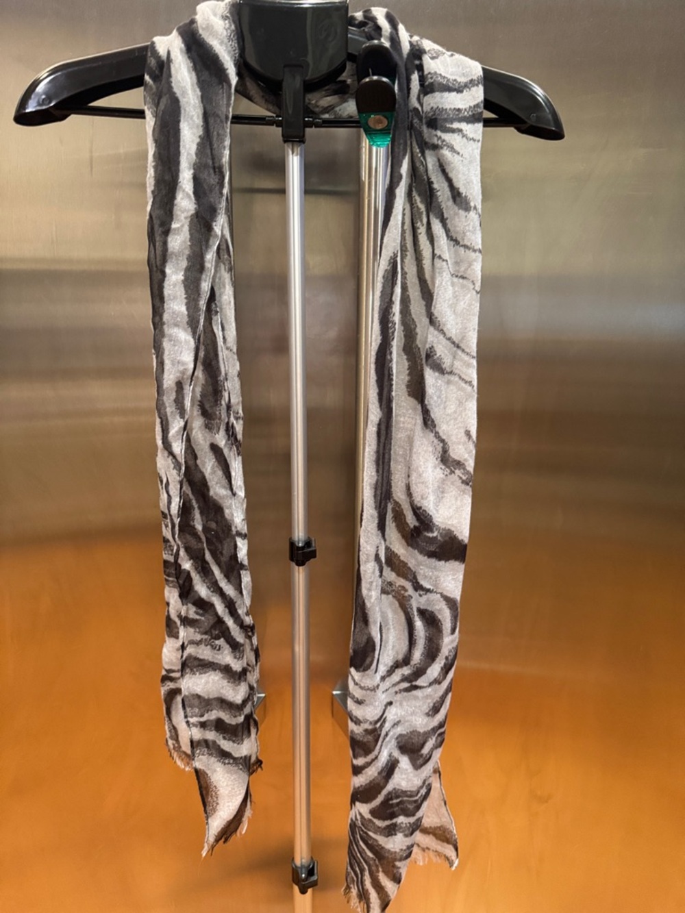 Lightweight Zebra Print Scarf in Black & White
